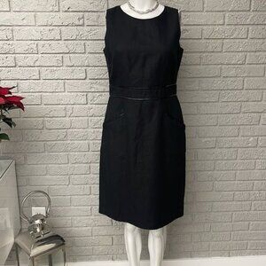 Morgan Mc Feeters Women Black Sleeveless Linen Cotton Sheath Dress Size 10